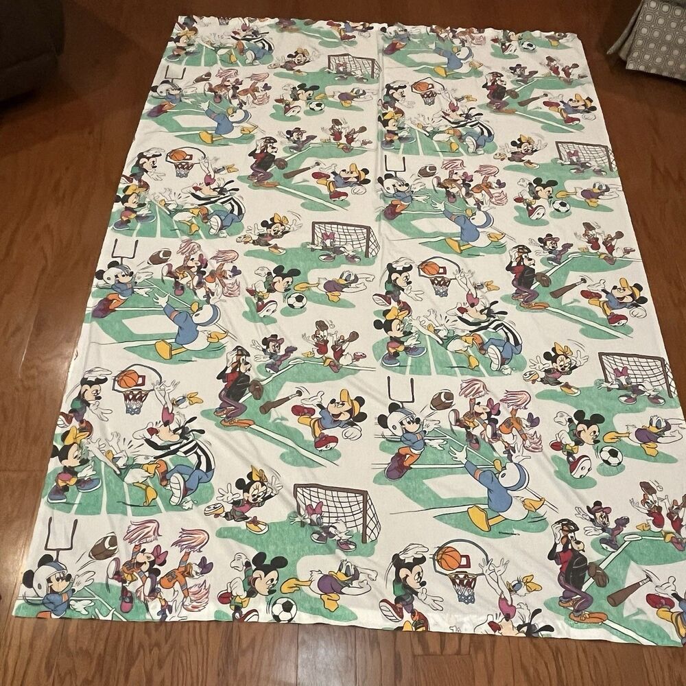 Disney Mickey & Friends Sports Twin Sheet Material craft  VTG 1980’s VGUC